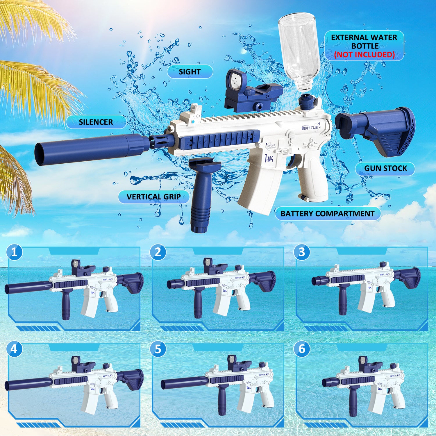 Electric Water Gun Automatic Squirt Rifle Toy Gun